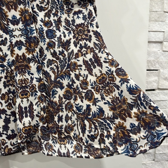 Anthropology Sanctuary long Sleeve Buttoned Blouse Floral Brown Blue on White S - Picture 6 of 10